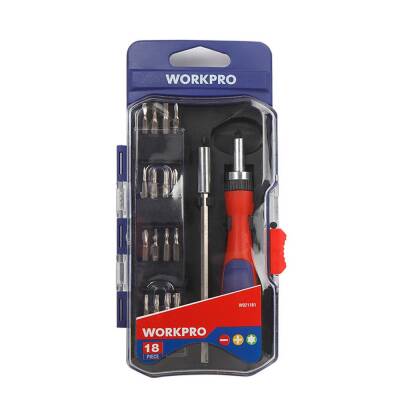 WORKPRO WP200516 18 Parça Profesyonel CR-V Cırcırlı Hassas/Elektronikçi Bits Tornavida Seti - 4