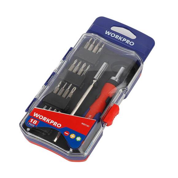 WORKPRO WP200516 18 Parça Profesyonel CR-V Cırcırlı Hassas/Elektronikçi Bits Tornavida Seti - 3