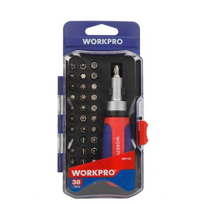 WORKPRO WP200517 38 Parça Profesyonel CR-V Cırcırlı Bits Tornavida Seti - Fırsat Ürünü (1)