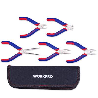 WORKPRO WP201015 CR-V 5 Parça Elektronikçi Profesyonel Mini Pense Seti + Bez Taşıma Çantası - 5