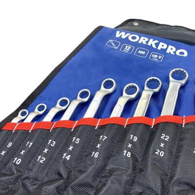 WORKPRO WP202510 6-32mm 12 Parça CR-V Profesyonel İki Ağızlı Yıldız Anahtar Takımı + Bez Taşıma Kılıfı - 4