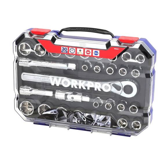 WORKPRO WP202525 30 Parça 1/2’’ CR-V Metrik/İnç Profesyonel Lokma Takımı - 9