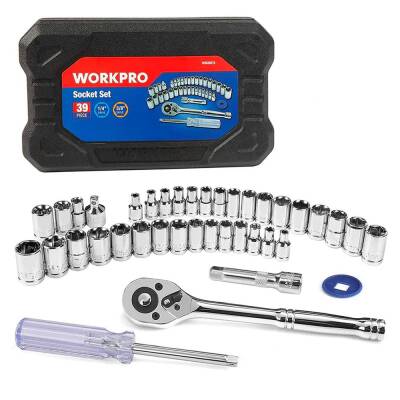 WORKPRO WP202536 39 Parça 3/8’’ 1/4’’ CR-V Metrik/İnç Profesyonel Lokma Takımı - Workpro