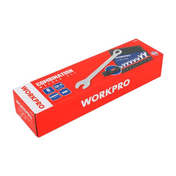 WORKPRO WP202575 8-19mm 8 Parça CR-V Profesyonel Kombine Anahtar Takımı + Bez Taşıma Kılıfı - 10