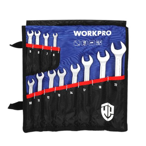 WORKPRO WP202576 6-22mm 12 Parça CR-V Profesyonel Kombine Anahtar Takımı + Bez Taşıma Kılıfı - 1