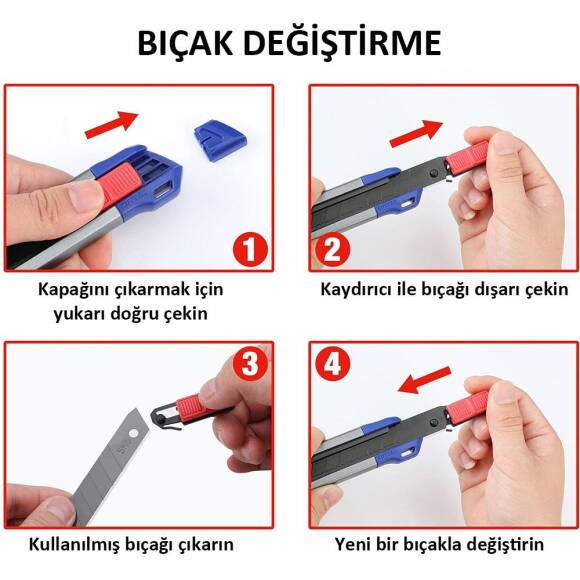 WORKPRO WP212022 18MM Ağır Hizmet Alüminyum Kasa Maket Bıçağı + 10 Adet Yedek Bıçak - 6