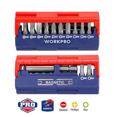 WORKPRO WP221062 13 Parça Manyetik CR-V Vidalama Bits Uç Seti - Fırsat Ürünü