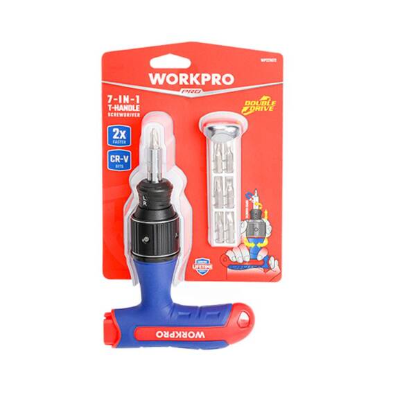 WORKPRO WP221072 7-IN-1 Profesyonel CR-V T- Saplı Cırcırlı Manyetik Tornavida Seti - 5