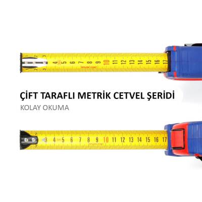 WORKPRO WP261040 3Mx16mm Naylon Kaplama Sarı Çift Taraflı Manyetik Çelik Şerit Metre - 4