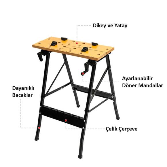 WORKPRO WP289026 70Kg Katlanabilir Çalışma Tezgâhı - 8