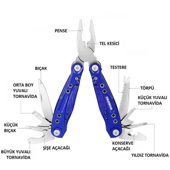 WORKPRO WP382003 15 IN 1 Çok Fonksiyonlu Profesyonel Pense Seti + Taşıma Kılıfı - 3