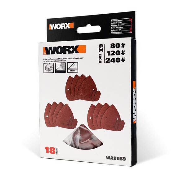 WORX WA2069 140x90mm 80, 120, 240 Kum, 18 Adet Cırtlı Universal Mouse Zımpara Kâğıdı Seti - 5