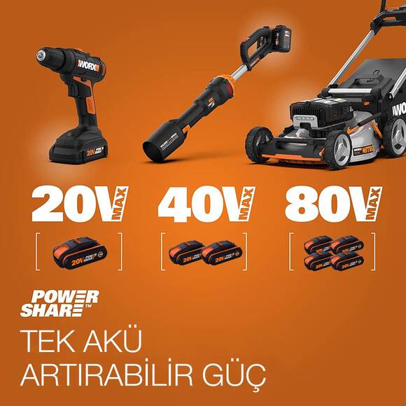 WORX WA3601 20Volt 2.0Ah. PowerShare Li-ion Akü ve Akü Şarj Cihazı - 4