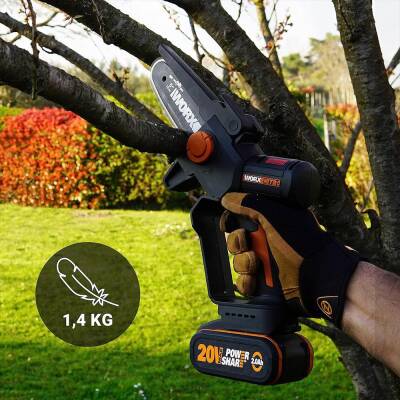 WORX WG325E 20Volt 2.0Ah Li-ion 12CM Profesyonel Şarjlı Kömürsüz Zincirli Testere - 4