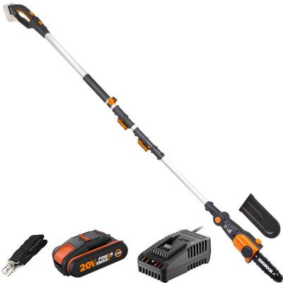 WORX WG349E 20Volt 2.0Ah Li-ion Tek Akülü 20CM Profesyonel Teleskobik Saplı Açı Ayarlı Zincirli Dal Budama - Worx