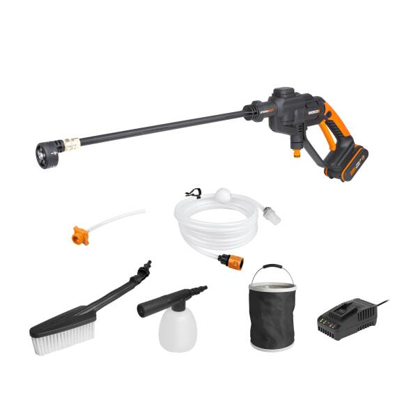 WORX WG620E.2 20Volt 2.0Ah. Li-ion 24 Bar Basınçlı Yıkama Tabancası + 4 Parça Yıkama Seti - 1