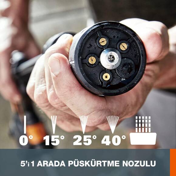 WORX WG630E 20Volt 4.0Ah. Li-ion 25Bar Kömürsüz Basınçlı Yıkama Tabancası + 2 Parça Yıkama Seti - 6