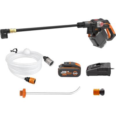 WORX WG633E 20Volt 4.0Ah. Li-ion 56Bar Kömürsüz Basınçlı Yıkama Tabancası + 2 Parça Yıkama Seti - Worx