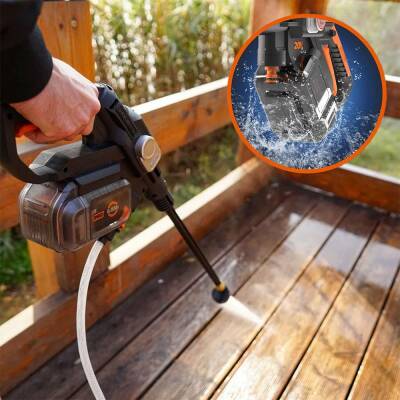 WORX WG633E 20Volt 4.0Ah. Li-ion 56Bar Kömürsüz Basınçlı Yıkama Tabancası + 2 Parça Yıkama Seti - 5