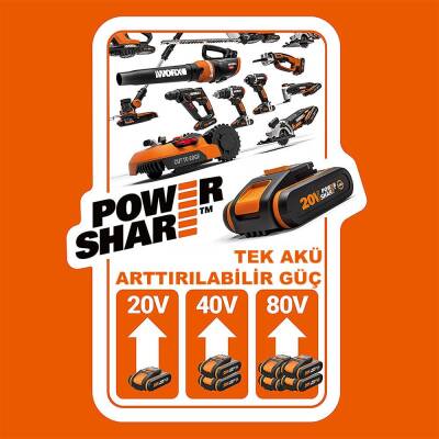 WORX WG737E 40Volt 4.0Ah. Li-ion 37CM Profesyonel Kömürsüz Şarjlı Çim Biçme - 10