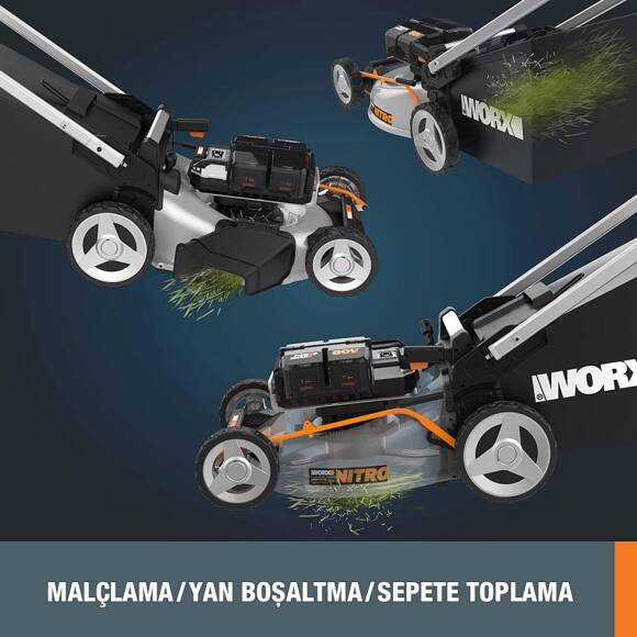 WORX WG761E 80Volt 4.0Ah. Li-ion 51cm Profesyonel Kömürsüz Şarjlı Çim Biçme - 6