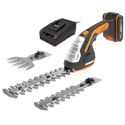 WORX WG801E 20Volt 2.0Ah. Li-ion Şarjlı Profesyonel Avuç İçi Çim Kesme, Çit Budama - Worx