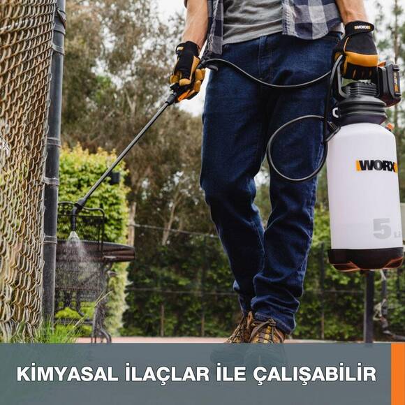 WORX WG829E 20Volt 2.0Ah. Li-ion 5Lt. Omuz Askılı Basınçlı İlaçlama ve Dezenfektan Pompası - 4