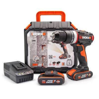 WORX WX-JCR 20Volt/2.0Ah Li-ion Çift Akülü Kömürsüz Profesyonel Darbeli Şarjlı Matkap - Fırsat Ürünü