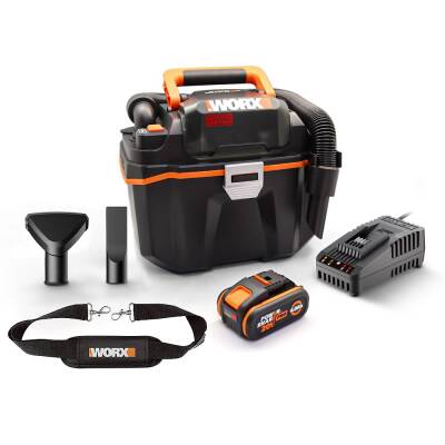 WORX WX031 20Volt 4.0Ah. 200W/16Kpa Li-ion Kömürsüz Flexi Esnek Hortumlu Profesyonel Şarjlı Islak/Kuru Süpürge & Üfleme - Worx