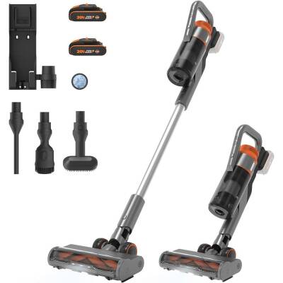 WORX WX038 20Volt 2.0Ah. Li-ion 105Watt Çift Akülü Kömürsüz Siklonik Sistem Şarjlı Dikey Süpürge - Fırsat Ürünü