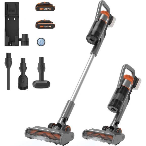 WORX WX038 20Volt 2.0Ah. Li-ion 105Watt Çift Akülü Kömürsüz Siklonik Sistem Şarjlı Dikey Süpürge - 1