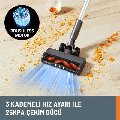 WORX WX038 20Volt 2.0Ah. Li-ion 105Watt Çift Akülü Kömürsüz Siklonik Sistem Şarjlı Dikey Süpürge - 8