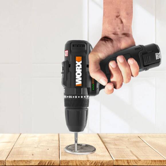 WORX WX121 12Volt/2.0Ah Li-ion Çift Akülü Kömürsüz Profesyonel Şarjlı Darbeli Matkap + 5 Parça Aksesuar - 6