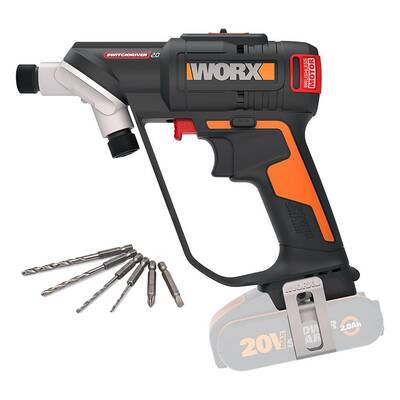 WORX WX177.9 20Volt Döner Kafa ve Çift Mandrenli Profesyonel Kömürsüz Şarjlı Matkap + 6 Parça Uç (Akü Dahil Değildir) - Fırsat Ürünü