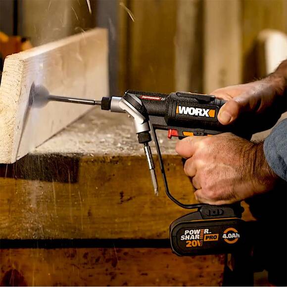 WORX WX177.9 20Volt Döner Kafa ve Çift Mandrenli Profesyonel Kömürsüz Şarjlı Matkap + 6 Parça Uç (Akü Dahil Değildir) - 4