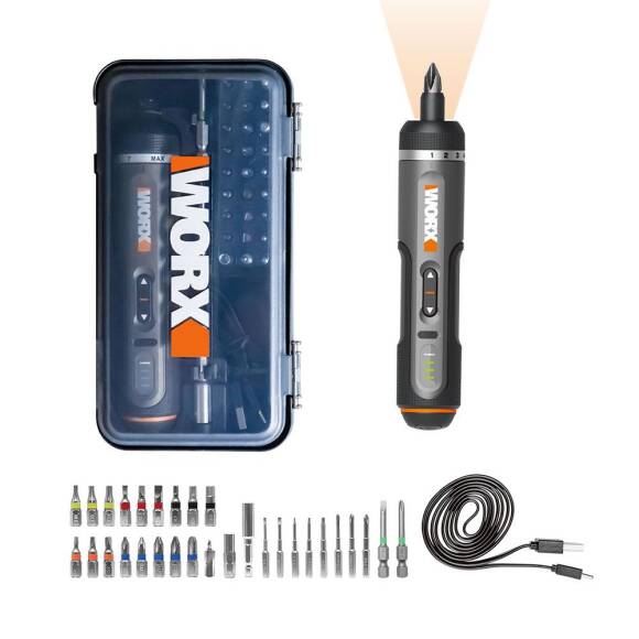 WORX WX242 4Volt/2.0Ah. Li-ion Akıllı Tork Ayarlı Şarjlı Tornavida + 30 Adet Bits Uç - 1