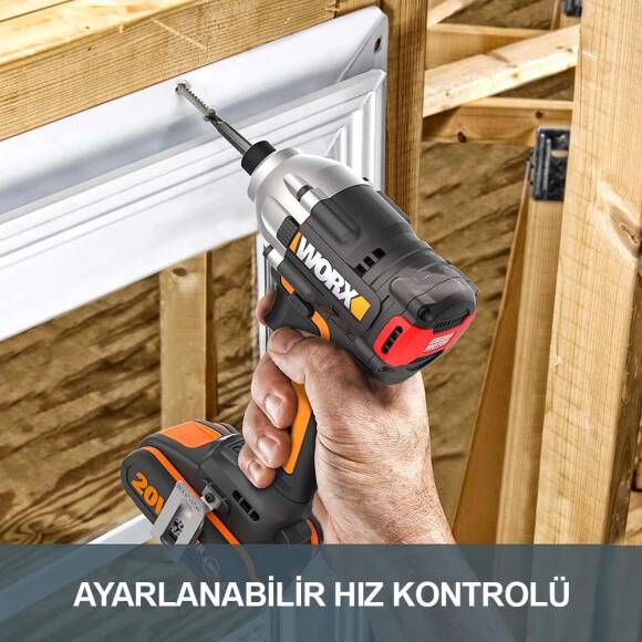 WORX WX261.9 20Volt 260Nm Kömürsüz Profesyonel Darbeli Tornavida (Akü Dahil Değildir) - 8