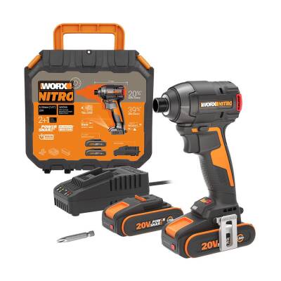 WORX WX265 20Volt 2.0Ah Li-ion Çift Akülü 200Nm Kömürsüz Profesyonel Şarjlı Darbeli Tornavida - Worx