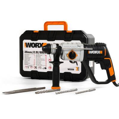 WORX WX339 800Watt 2.5J Profesyonel SDS-Plus Kırıcı/Delici + 4 Adet Uç - Worx