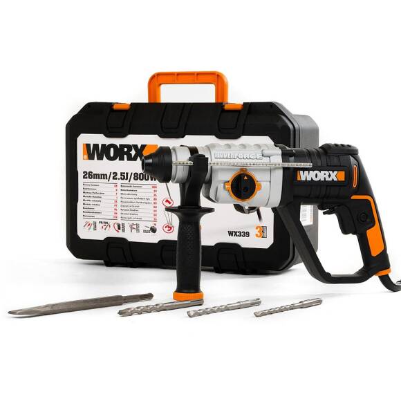 WORX WX339 800Watt 2.5J Profesyonel SDS-Plus Kırıcı/Delici + 4 Adet Uç - 1