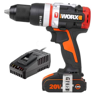 WORX WX354.9C 20Volt/2.0Ah Li-ion Tek Akülü Kömürsüz Profesyonel Darbeli Şarjlı Matkap - Worx