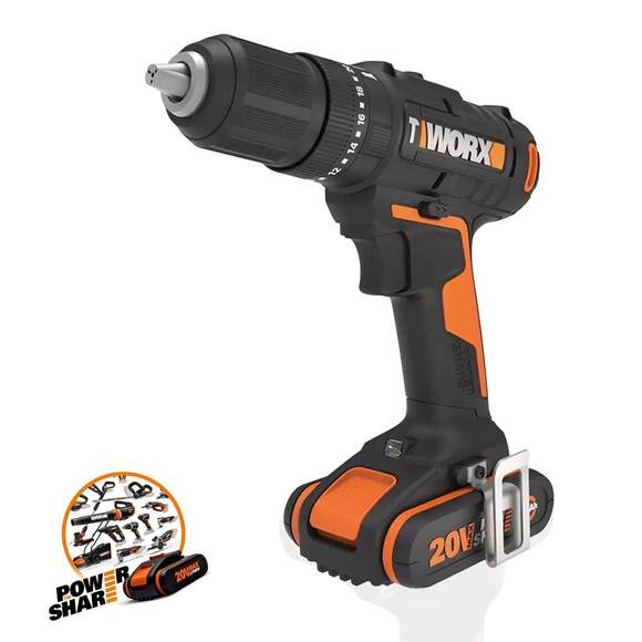 WORX WX370 20Volt/2Ah. Li-ion Çift Akülü Profesyonel Şarjlı Darbeli Matkap + 30 Parça Aksesuar Seti - 3