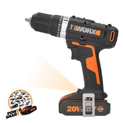 WORX WX370.1 20Volt/2.0Ah. Li-ion Çift Akülü Profesyonel Şarjlı Darbeli Matkap - Worx (1)