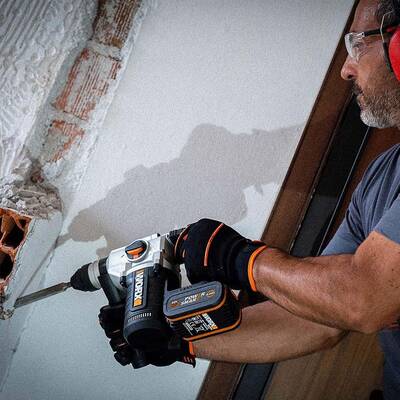 WORX WX380 20Volt 4.0Ah. 2.2J Li-ion Çift Akülü Şarjlı Profesyonel SDS-Plus Pnömatik Kırıcı/Delici - 6