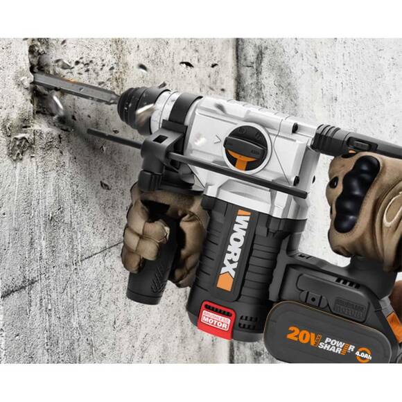 WORX WX380.9C 20Volt 2.0Ah. 2.2J Li-ion Tek Akülü Şarjlı Profesyonel SDS-Plus Pnömatik Kırıcı/Delici - 7