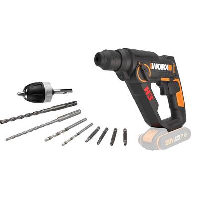 WORX WX390.9 20Volt 1.2J Profesyonel SDS-Plus Pnömatik Şarjlı Matkap + 8 Adet Uç + Mandren (Akü Dahil Değildir) - Fırsat Ürünü