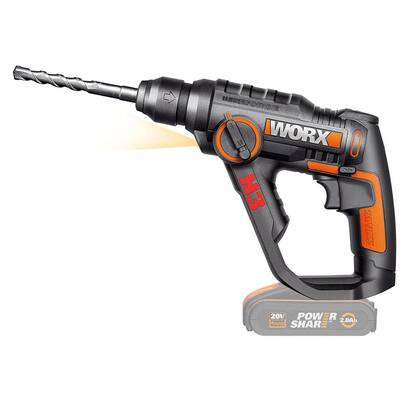 WORX WX390.9 20Volt 1.2J Profesyonel SDS-Plus Pnömatik Şarjlı Matkap + 8 Adet Uç + Mandren (Akü Dahil Değildir) - Fırsat Ürünü (1)