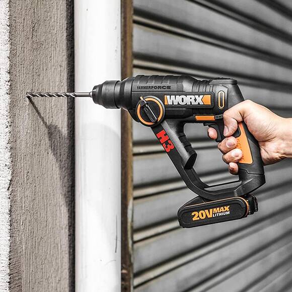 WORX WX390.9 20Volt 1.2J Profesyonel SDS-Plus Pnömatik Şarjlı Matkap + 8 Adet Uç + Mandren (Akü Dahil Değildir) - 5