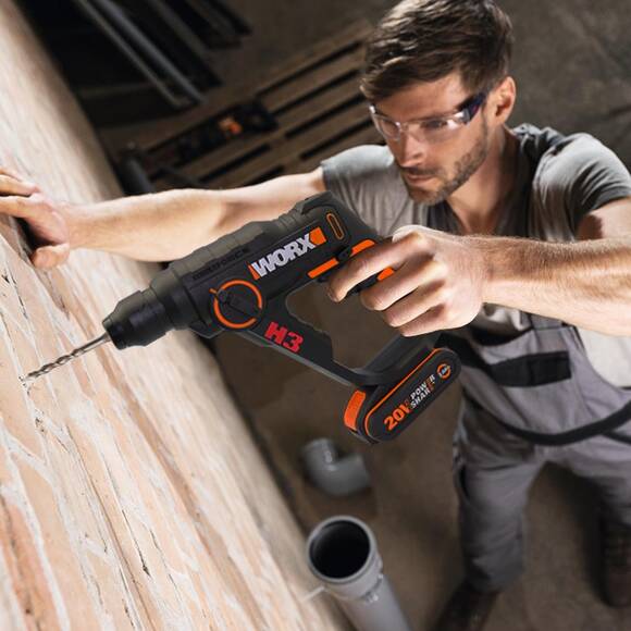 WORX WX390.9 20Volt 1.2J Profesyonel SDS-Plus Pnömatik Şarjlı Matkap + 8 Adet Uç + Mandren (Akü Dahil Değildir) - 7