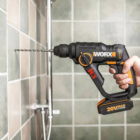 WORX WX390.9 20Volt 1.2J Profesyonel SDS-Plus Pnömatik Şarjlı Matkap + 8 Adet Uç + Mandren (Akü Dahil Değildir) - 8